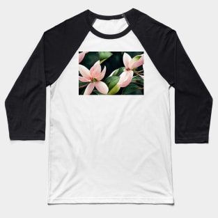 Magnolia Grandiflora Watercolor Painting Baseball T-Shirt